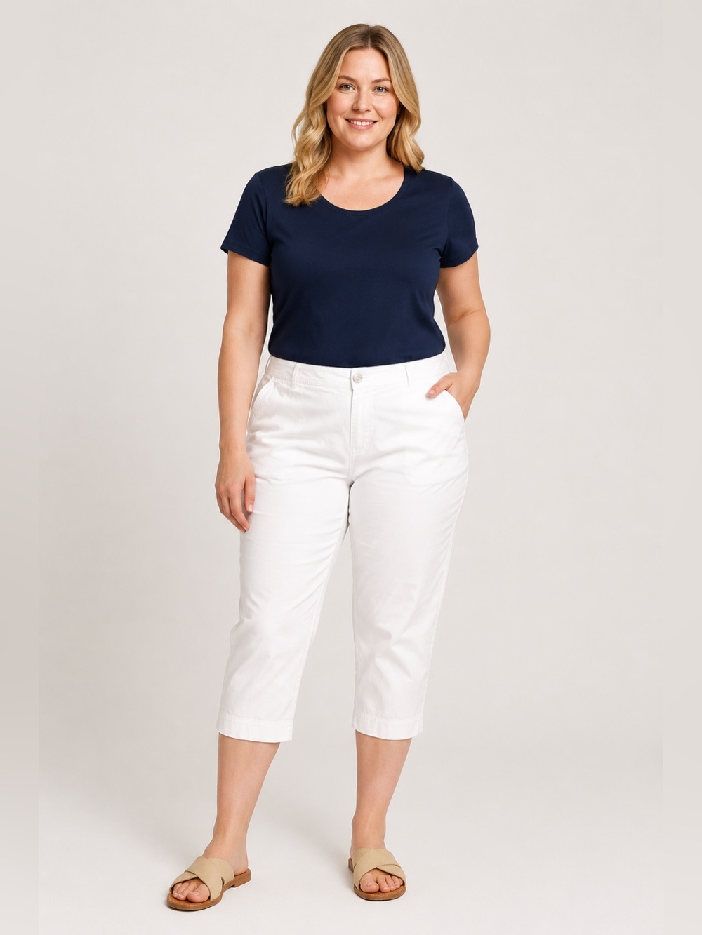 J.Jill Women’s White Stretch Cotton Capri Cropped Pants Size 10
